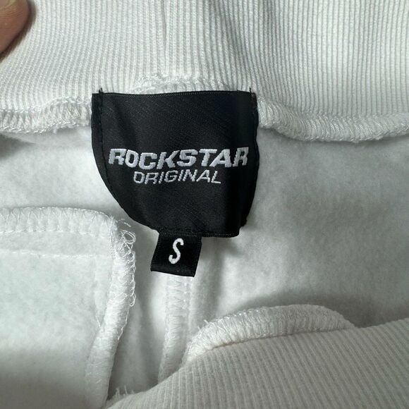 Rockstar Original Sweat Suit Mens‎ S White Hoodie Pants Cross Spray Paint Retro - Picture 7 of 16